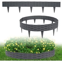 30 m de bordure de pelouse - En plastique flexible - Design rotin - Bordure de parterre - Bordure de pelouse - Anthracite - Uisebrt