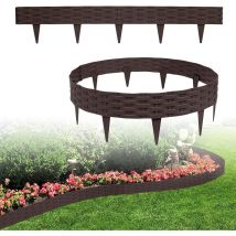 UISEBRT 50 m de bordure de pelouse - En plastique flexible - Design rotin - Bordure de parterre - Bordure de pelouse - Marron