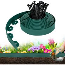 Bordure de Pelouse en Plastique 40m - Flexible Bordure de Jardin avec 120 Piquets d'ancrage Bordure de Gazon Décorative de Jardin, Vert - Uisebrt