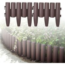 Bordure de pelouse en plastique aspect bois - 2,8 m - Résistant aux intempéries - 1 élément (l x h) : 28 x 24 cm - Marron - Uisebrt