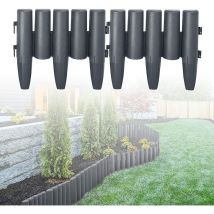 Bordure de pelouse en plastique aspect bois - 14 m - Résistant aux intempéries - 1 élément (l x h) : 28 x 24 cm - Anthracite - Uisebrt