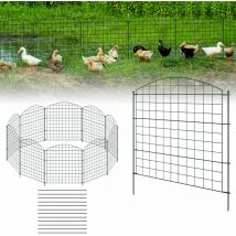 Uisebrt - Clôture de bassin, clôture de jardin, en métal, lot de 10 éléments de clôture, 12 tiges de fixation, ensemble de clôture décorative en