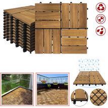 Dalles de terrasse en bois d'acacia 30 x 30 cm, 2 m² - Drainage facile à poser - Pour terrasses et balcons - Modèle b - 22 pièces - Uisebrt
