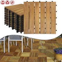 Uisebrt - Dalles de terrasse en bois d'acacia - 30 x 30 cm - 3 m² - Drainage facile à poser - Pour terrasse et balcon - Modèle a
