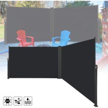 Uisebrt - Double Store Latéral Rétractable Brise-Vue Pare-Soleil pour Balcon, Terrasse, Jardin, 200 x 600cm, Anthracite