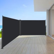 Uisebrt - Double Store Latéral Rétractable Brise-Vue Pare-Soleil pour Balcon, Terrasse, Jardin, 180 x 600cm, Anthracite