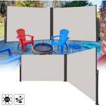 Double Store Latéral Rétractable Brise-Vue Pare-Soleil pour Balcon, Terrasse, Jardin, 180 x 600cm, Gris - Uisebrt