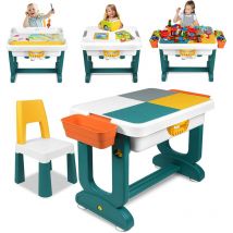 Uisebrt - Ensemble de Table et Chaise pour Enfant avec 2 Chaises - Table de Jeu pour Enfants - Multifonctions pour Enfants Briques de Construction