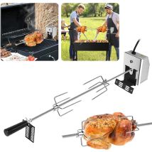 Uisebrt Grillspieß Set 107cm Edelstahl Drehspieß Mit Motor, 220v - 240v, Inkl. 2x Fleischnadeln Elektrischer Grillspieß Rotisserie