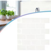 UISEBRT Lot de 10 feuilles autocollantes 3D pour carrelage de salle de bain et cuisine - étanche - 30 x 30 cm - Type D - Blanc éclatant