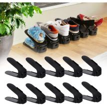 UISEBRT Lot de 30 étagères à chaussures réglables en plastique noir - 3 hauteurs réglables - Peu encombrant et antidérapant