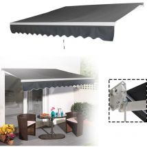 Marquise balcon 300x250cm - Marquise à bras articulés Klemmmarkise protection solaire, gris foncé - Uisebrt