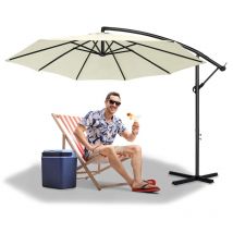 Uisebrt - Parasol de Jardin Exterieur Aluminium avec Manivelle Parasol Déporté Réglable en Hauteur, Protection uv 40 +, pour jardin, terrasse, balcon