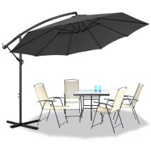 Uisebrt - Parasol de Jardin Exterieur Aluminium avec Manivelle Parasol Déporté Réglable en Hauteur, Protection uv 40 +, pour jardin, terrasse, balcon