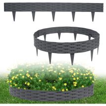 Rasenkante Kunstoff 10m Beeteinfassung Gartenzaun Beetumrandungen Rattan-Optik Randsteine Palisaden Garten Dekorativ Border Blumenbeet