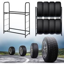 Reifenregal 8 Reifen - Reifenständer Lagerregal Schwerlastregal, 107 * 46 * 117cm, Schwarz - Uisebrt