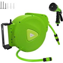 Uisebrt Schlauchtrommel 20+2m Schlauchaufroller Mit Handbrause Wandhalterung, Wandschlauchbox 180° Schwenkbar Gartenschlauch Fuer Garten, Bewaesserung