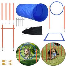 Uisebrt - Set déquipement dagilité pour chiens - Set d'entranement pour animaux de compagnie Obstacles avec tunnel pour chiens Haie Tunnel