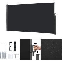 Uisebrt - Store Latéral Paravent Extérieur, Brise-Vue Rétractable Protection Contre le vent Privée pour Terrasse, Balcon, Jardin - Anthracite, 200 x