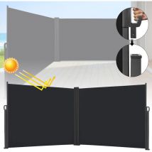UISEBRT Store Latéral Paravent Extérieur, Brise-Vue Rétractable Protection Contre le vent Privée pour Terrasse, Balcon, Jardin - Anthracite, 180 x