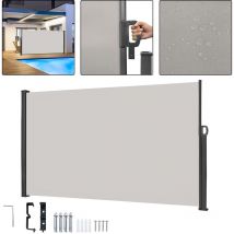 Uisebrt - Store Latéral Paravent Extérieur, Brise-Vue Rétractable Protection Contre le vent Privée pour Terrasse, Balcon, Jardin - Gris, 200 x 300 cm