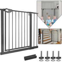 Uisebrt - Türschutzgitter Ohne Bohren Treppenschutzgitter für Kinder 85-95cm breit, Auto-Close Baby Schutzgitter Metall Gitter Schwarz