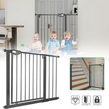 Uisebrt - Türschutzgitter Ohne Bohren Treppenschutzgitter für Kinder 95-105cm breit, Auto-Close Baby Schutzgitter Metall Gitter Schwarz