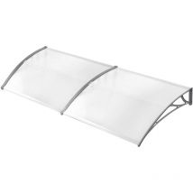 Uisebrt - Vordach für Haustür 200 x 100 cm - Transparent Polycarbonat Pultvordach Überdachung 5 mm, Grau (200 x 100 cm, Grau)