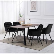 Ainpecca - uk 150CM Retro industrial design dining table and 4 chairs set wood table top metal chair leg,black