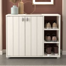 Galano - uk Hansel Shoe Cabinet - 79.6cm w x 35.3cm d x 64.6cm h, Shoe storage organizer, Clutter-free hallway - New white