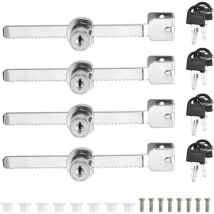 Ulisem - 4 Stück Kein Bohren von Löchern nötig, Zinklegierung, Glasvitrinenschloss, geeignet für Glasdicken von 2–6 mm