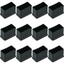 Confezione da 12 Cappucci Protettivi Rettangolari in Feltro di Gomma per Gambe di Tavolo o Sedia - Nero, 15 x 30 mm. - Ulisem