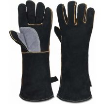 Extrem feuer- und hitzebeständige Handschuhe, Leder mit Kevlar-Nähten, perfekt für Kamin, Herd, Ofen, Grill, Schweißen, bbq, mig, Topfgestell,