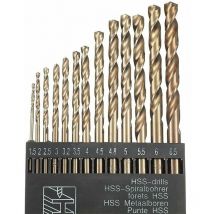 Ulisem - für Bohrer, 13-teiliges M35-Hss-Kobalt-Gold-Hss-Spiralbohrer-Set für metrische Hochgeschwindigkeitsbohrer 1,5 mm – 6,5 mm zum Bohren von