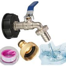 Ulisem Grifo para tanque 1000l s60x6 Manguera IBC para tanque IBC, Conexión para grifo de jardín Tanque de 1000 litros con juego de tapa de 3/4 de