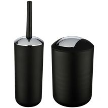 Pattumiera da bagno e scopino da bagno, 6 litri, accessori per il bagno, colore: nero Brasile - Ulisem