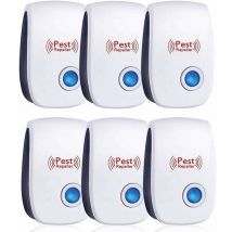 Répulsif à ultrasons, lot de 6 pour souris, efficace contre souris, rats, mouches, moustiques, insectes nuisibles, araignées, cafards, sûr et non