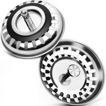 Tappo per Foro per Lavello, 2 Pezzi 80mm Tappo di Scarico per Lavandino in Acciaio Inossidabile per Cucina Bagno Doccia - Ulisem
