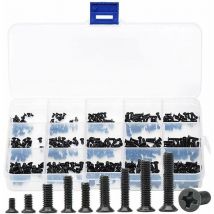 Ulisem Vis à Tête Fraisée, 450pcs Vis Cylindriques à Tête Plate Assortiment M2/M2.5/M3 mini Visserie Boulon Fileté Cruciforme Vis Précision Boulons