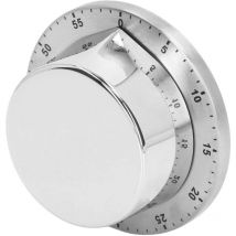 Ulisem - 304 Mechanischer Küchentimer aus Edelstahl mit magnetischer Absaugung, Chef-Küchentimer, weiße Uhr