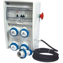 Fanton Baustromverteiler – 4 Steckdosen – 3 kW – 200-250 V AC – IP67 – 4m Kabel – Tragbare Verteilertafel für Baustellen