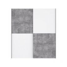 Sans Marque - ulos Armoire 2 portes coulissantes - Décor béton gris clair et blanc - l 170.3 cm
