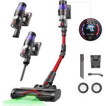 Ultenic U16F - Aspirateur Balai sans Fil - 550W - 45Kpa - Autonomie 60 min - brosse anti-emmêlement - Écran LED - Tube pliable - Noir et Rouge