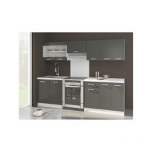 Ultra Cuisine complete avec plan de travail l 2m40 - 7 éléments -Gris mat
