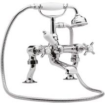 Beaumont Luxury 3/4 Cranked Bath and Shower Mixer Tap with Shower Kit - I303X - Silver - Nuie