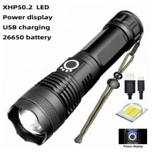 Dewdat - Ultra Powerful led Torch, 12000 Lumens Rechargeable Flashlight, XHP70.2 Tactical Light, IP67 Waterproof, 5 Modes usb Torch, for Camping