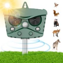 Aougo - Ultraschall-Katzenvertreiber, Outdoor-Katzen-Hundevertreiber, wasserdichter Solarladungsvertreiber für Wildtiere, Ultraschallvertreiber mit