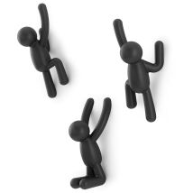 Umbra Buddy Ganci Da Parete, Set Di 3, Nero