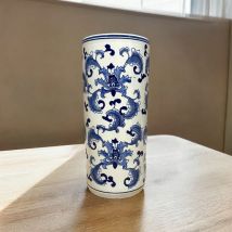 Houck Round Umbrella Stand - Vase - L20 x W20 x H46 cm - Blue/White