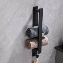 Un porte-serviettes ordinaire noir n'a pas besoin d'être percé, avec un porte-serviettes à crochet pour salle de bains porte-serviettes pour invités